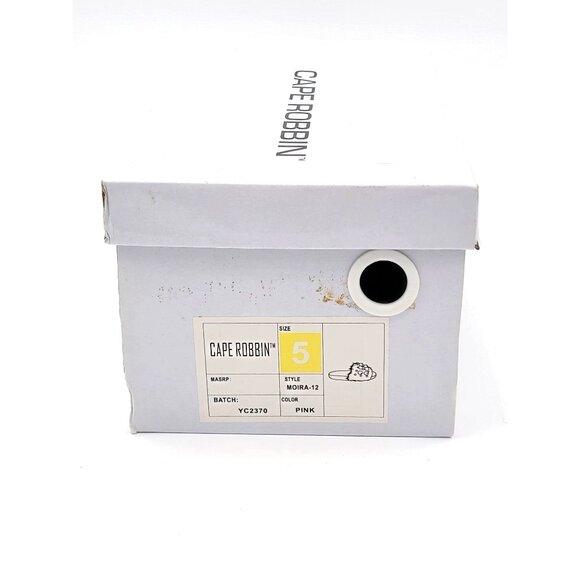 Cape Robbin Moira Women Slip On Skids Sandal Size 5 Pink Faux Fur & Pearl Accent - Picture 2 of 8